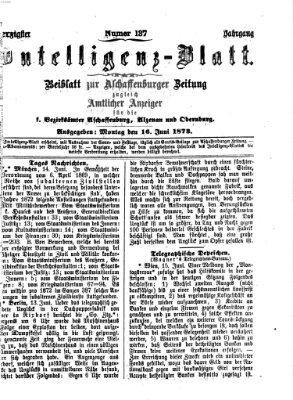 Aschaffenburger Zeitung. Intelligenz-Blatt : Beiblatt zur Aschaffenburger Zeitung ; zugleich amtlicher Anzeiger für die K. Bezirksämter Aschaffenburg, Alzenau und Obernburg (Aschaffenburger Zeitung) Montag 16. Juni 1873