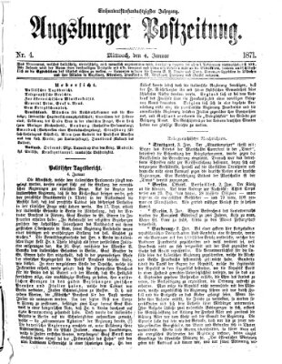 Augsburger Postzeitung Mittwoch 4. Januar 1871