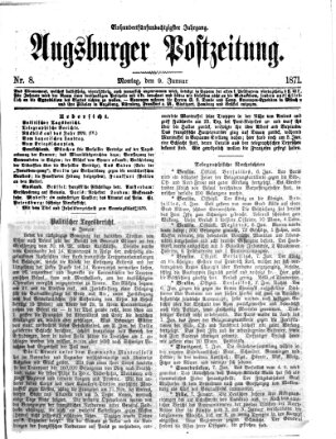 Augsburger Postzeitung Montag 9. Januar 1871