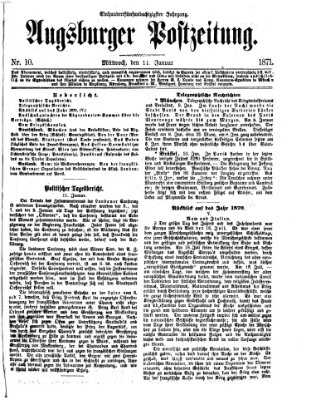 Augsburger Postzeitung Mittwoch 11. Januar 1871