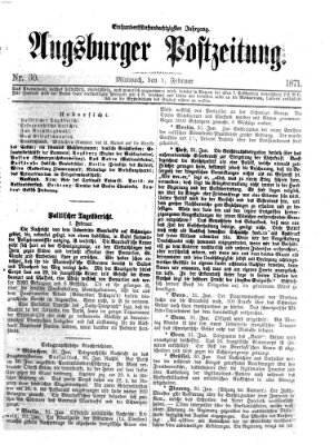 Augsburger Postzeitung Mittwoch 1. Februar 1871