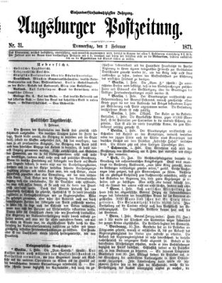 Augsburger Postzeitung Donnerstag 2. Februar 1871