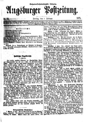 Augsburger Postzeitung Freitag 3. Februar 1871