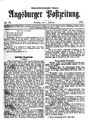 Augsburger Postzeitung Samstag 4. Februar 1871