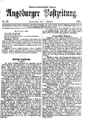 Augsburger Postzeitung Donnerstag 9. Februar 1871