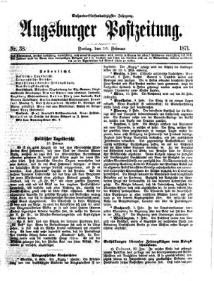 Augsburger Postzeitung Freitag 10. Februar 1871