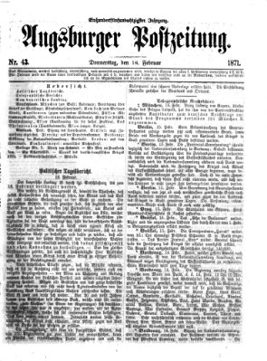 Augsburger Postzeitung Donnerstag 16. Februar 1871