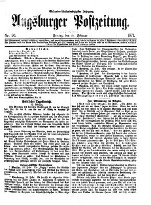 Augsburger Postzeitung Freitag 24. Februar 1871