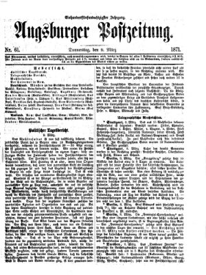 Augsburger Postzeitung Donnerstag 9. März 1871