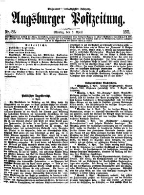 Augsburger Postzeitung Montag 3. April 1871