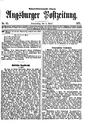 Augsburger Postzeitung Donnerstag 6. April 1871