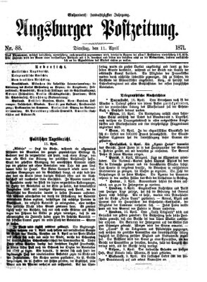 Augsburger Postzeitung Dienstag 11. April 1871