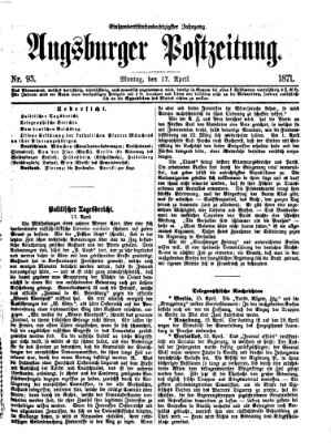 Augsburger Postzeitung Montag 17. April 1871