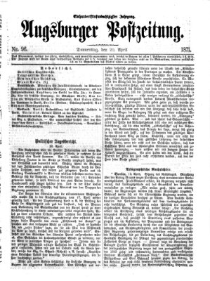 Augsburger Postzeitung Donnerstag 20. April 1871