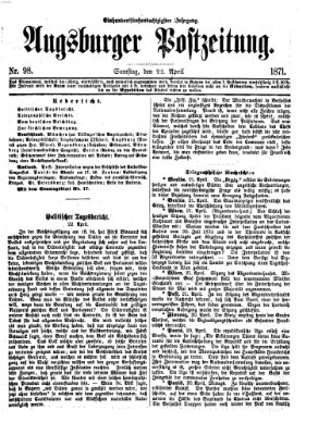 Augsburger Postzeitung Samstag 22. April 1871