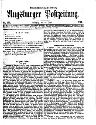 Augsburger Postzeitung Samstag 10. Juni 1871