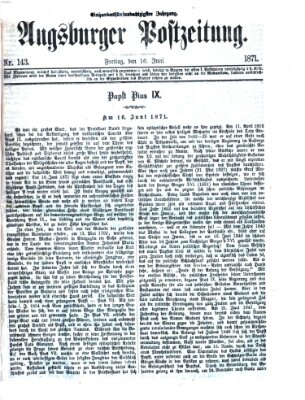 Augsburger Postzeitung Freitag 16. Juni 1871