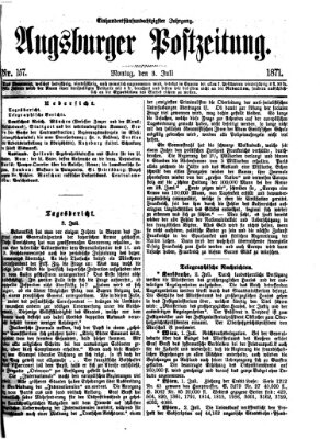 Augsburger Postzeitung Montag 3. Juli 1871