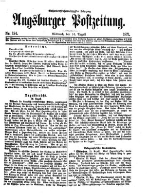 Augsburger Postzeitung Mittwoch 16. August 1871