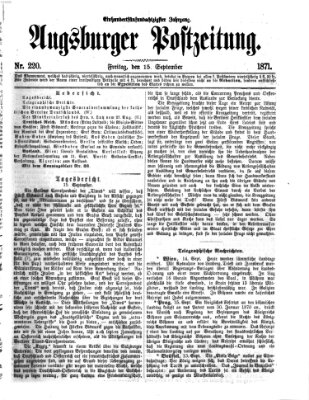 Augsburger Postzeitung Freitag 15. September 1871