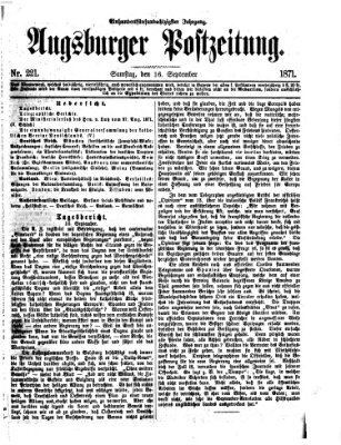 Augsburger Postzeitung Samstag 16. September 1871