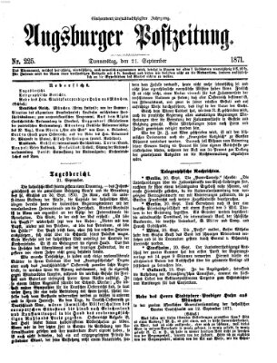 Augsburger Postzeitung Donnerstag 21. September 1871