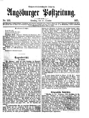 Augsburger Postzeitung Dienstag 24. Oktober 1871