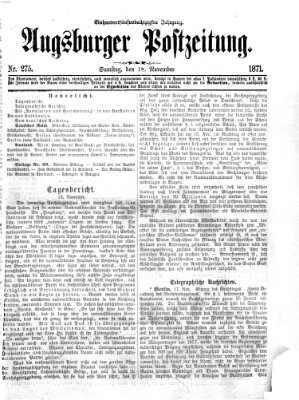 Augsburger Postzeitung Samstag 18. November 1871