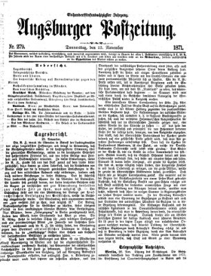 Augsburger Postzeitung Donnerstag 23. November 1871