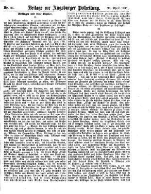 Augsburger Postzeitung. Beilage zur Augsburger Postzeitung (Augsburger Postzeitung) Freitag 21. April 1871