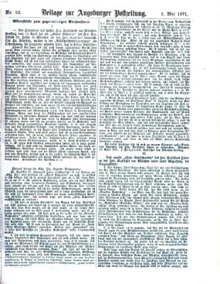 Augsburger Postzeitung. Beilage zur Augsburger Postzeitung (Augsburger Postzeitung) Montag 1. Mai 1871