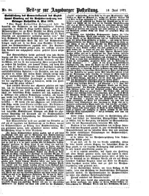 Augsburger Postzeitung. Beilage zur Augsburger Postzeitung (Augsburger Postzeitung) Freitag 16. Juni 1871