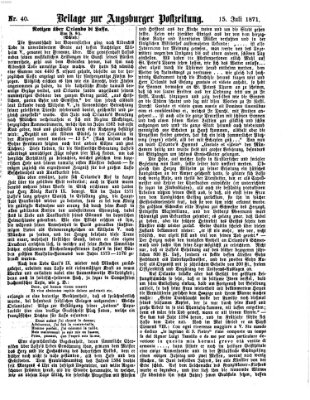 Augsburger Postzeitung. Beilage zur Augsburger Postzeitung (Augsburger Postzeitung) Samstag 15. Juli 1871