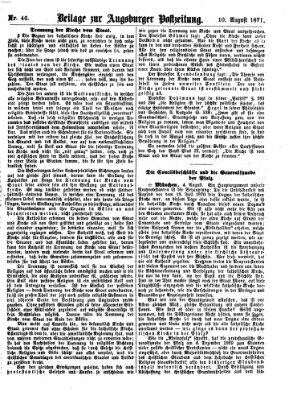 Augsburger Postzeitung. Beilage zur Augsburger Postzeitung (Augsburger Postzeitung) Donnerstag 10. August 1871