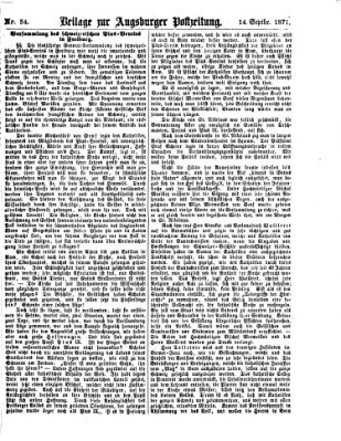 Augsburger Postzeitung. Beilage zur Augsburger Postzeitung (Augsburger Postzeitung) Donnerstag 14. September 1871