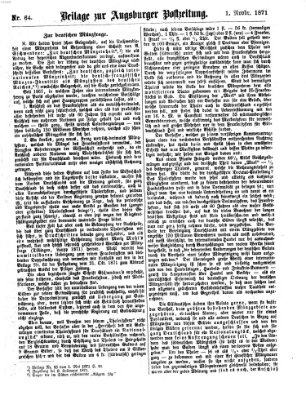 Augsburger Postzeitung. Beilage zur Augsburger Postzeitung (Augsburger Postzeitung) Mittwoch 1. November 1871