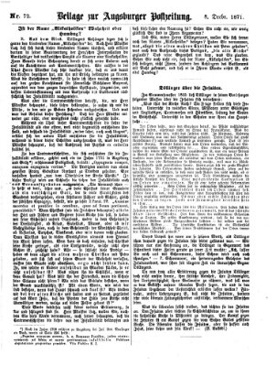Augsburger Postzeitung. Beilage zur Augsburger Postzeitung (Augsburger Postzeitung) Freitag 8. Dezember 1871