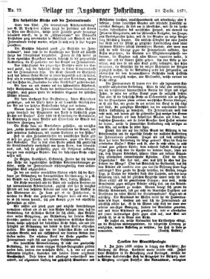 Augsburger Postzeitung. Beilage zur Augsburger Postzeitung (Augsburger Postzeitung) Samstag 30. Dezember 1871