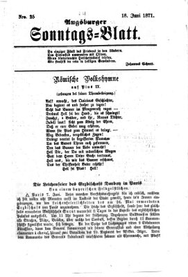 Augsburger Sonntagsblatt (Augsburger Postzeitung) Sonntag 18. Juni 1871