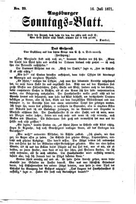 Augsburger Sonntagsblatt (Augsburger Postzeitung) Sonntag 16. Juli 1871