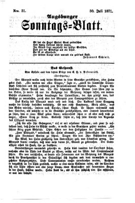 Augsburger Sonntagsblatt (Augsburger Postzeitung) Sonntag 30. Juli 1871