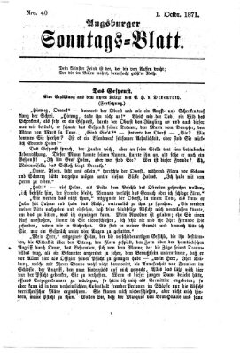 Augsburger Sonntagsblatt (Augsburger Postzeitung) Sonntag 1. Oktober 1871