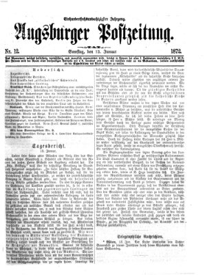 Augsburger Postzeitung Samstag 13. Januar 1872