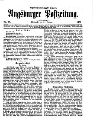 Augsburger Postzeitung Mittwoch 31. Januar 1872