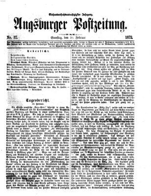 Augsburger Postzeitung Samstag 10. Februar 1872