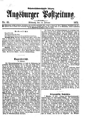 Augsburger Postzeitung Mittwoch 14. Februar 1872