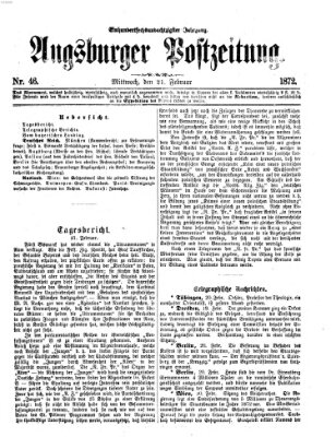 Augsburger Postzeitung Mittwoch 21. Februar 1872