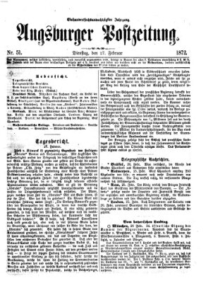 Augsburger Postzeitung Dienstag 27. Februar 1872