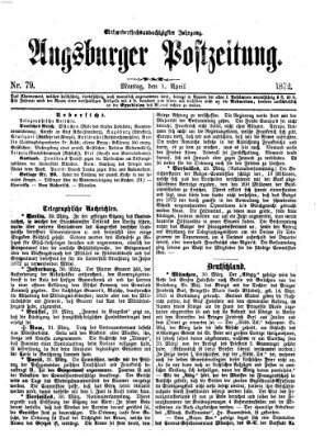 Augsburger Postzeitung Montag 1. April 1872