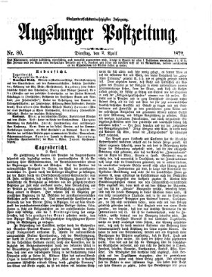 Augsburger Postzeitung Dienstag 2. April 1872